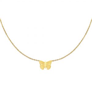 Damen Halskette butterfly aus mit Gelbgold beschichtetem Edelstahl