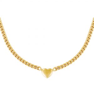 Damen Halskette chained heart aus mit Gelbgold beschichtetem Edelstahl