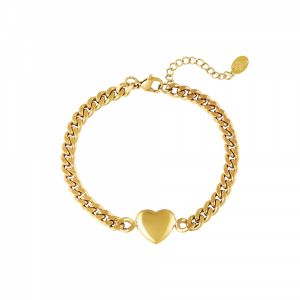 Damen Armband chained heart aus mit Gelbgold beschichtetem Edelstahl