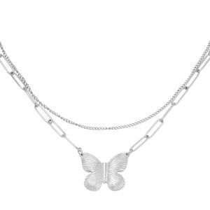 Damen Halskette butterfly chain aus mit Weigold beschichtetem Edelstahl