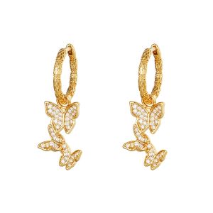Damen Ohrringe Schmetterlinge aus mit Gelbgold beschichtetem Kupfer mit Zirkonsteinen