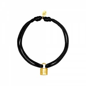 Trendiges Armband satin lock schwarz & goldfarben aus Polyester & Edelstahl