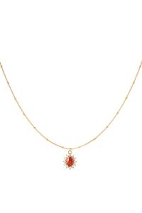 Damen Halskette aus mit Gelbgold beschichtetem Edelstahl & Anhnger mit rotem Stein