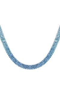 Damen Halskette aus mit Weigold beschichtetem Kupfer mit Strasssteinen dreireihig Blau