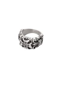 Herren Ring mit Vintage-Ornament in silberfarben & schwarz aus Edelstahl Gre 19