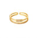 Damen Ring bling line aus mit Gelbgold beschichtetem Kupfer mit klaren Zirkonsteinen