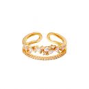 Damen Ring aus mit Gelbgold beschichtetem Kupfer verziert mit Zirkonsteinen