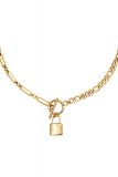 Damen Halskette chain & lock aus mit Gelbgold beschichtetem Edelstahl