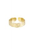 Damen Ring in Flechtoptik mit Struktur aus mit Gelbgold beschichtetem Edelstahl