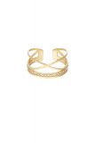 Damen Ring gekreuzt aus mit Gelbgold beschichtetem Edelstahl mit Strass